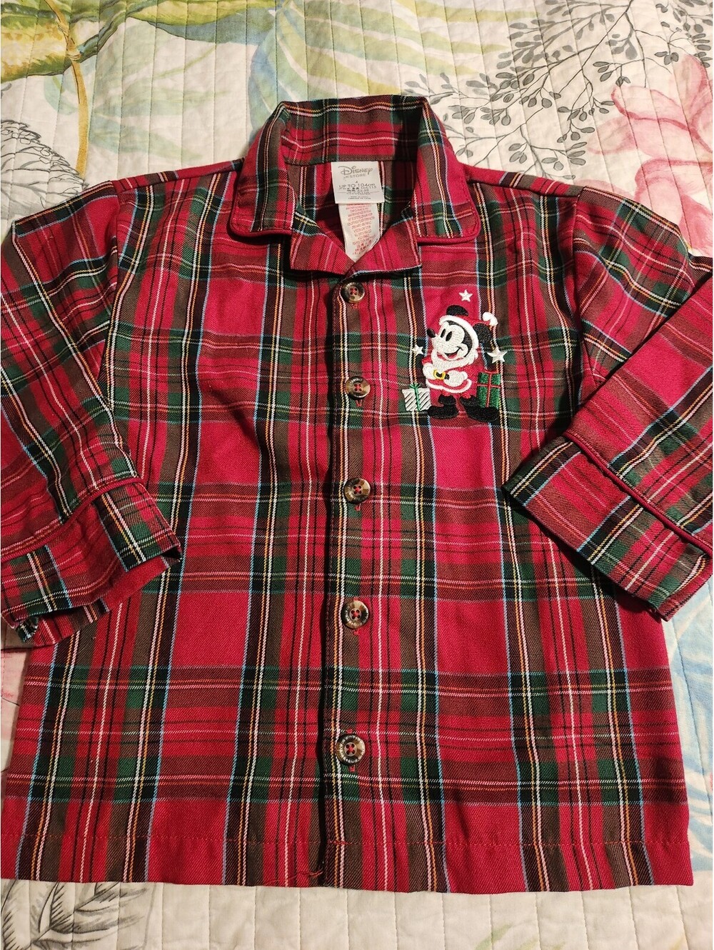 Disney Store Mickey Mouse Red / Green Plaid Pajama set